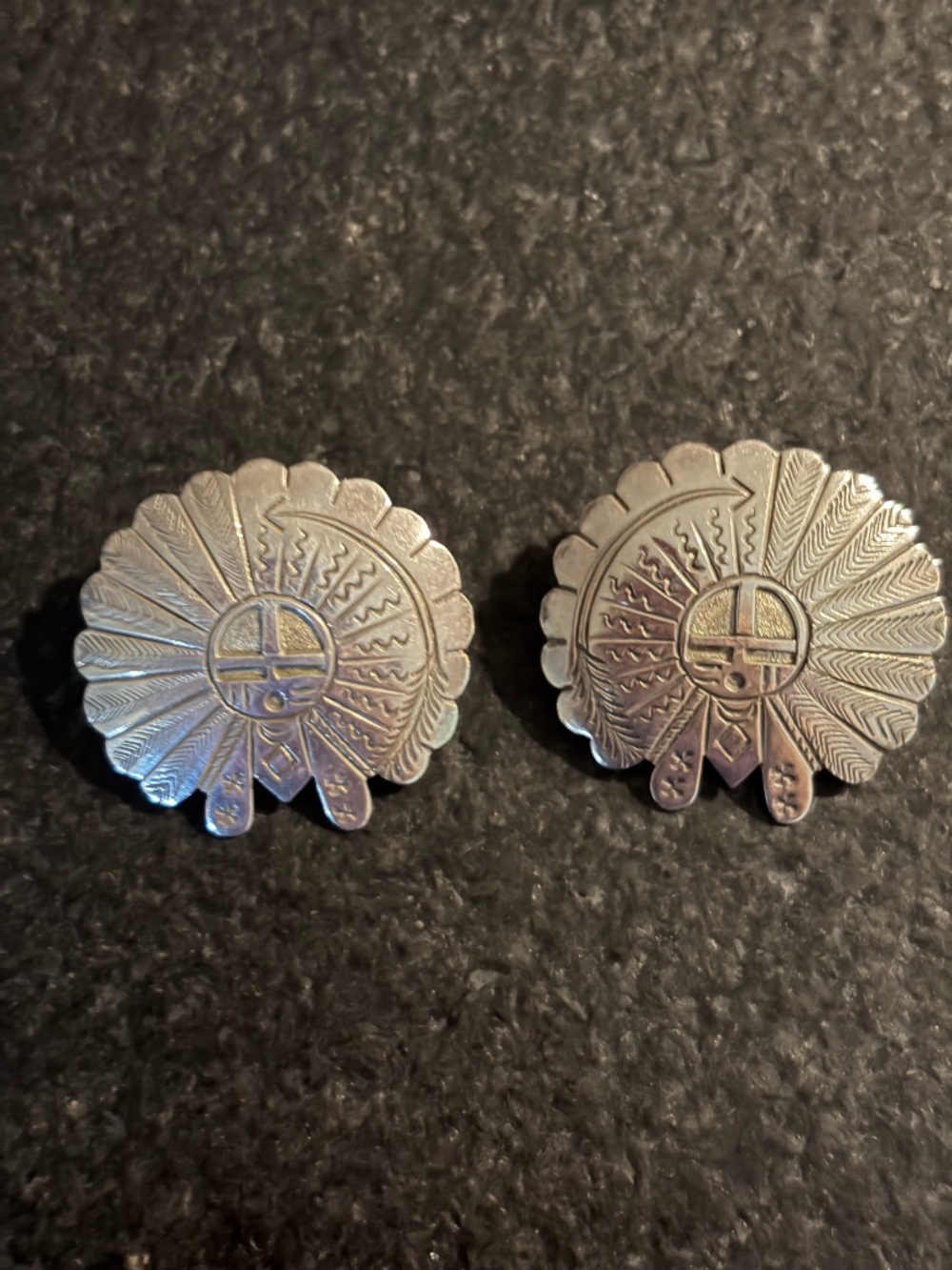 Vintage Southwestern Sterling Silver Sunface post earrings